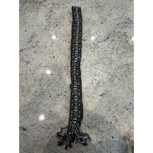 J.Crew S/M Black & Cream Wool Fair Isle Knit Belt